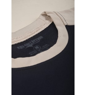 DeepSEA Erkek Lacivert Fitilli Şardonlu Sweatshirt - Pamuklu, Likralı, Rahat Kalıp Sweatshirt 2601510