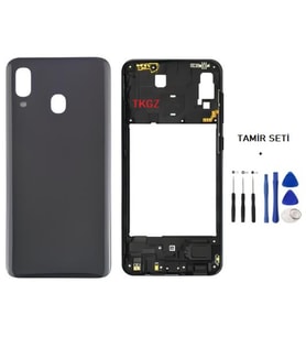 Samsung Galaxy A40 - SM-A405F FULL Kasa Arka Kapak Takım SİYAH - TAMİR SETİ
