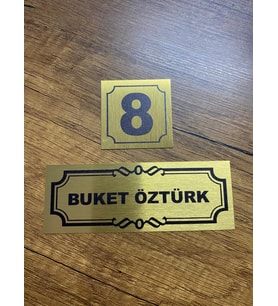 Kapı İsimliği Klasik Ev Dış Kapı İsimliği Çelik Kapı İsimliği Gold0012