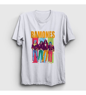 Presmono Unisex Beyaz Band Ramones T-Shirt 169417tt