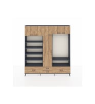Arges Gardrop 18 Raflı 4 Çekmeceli Tek Askılı 220x30x243 Antrasit-Çam