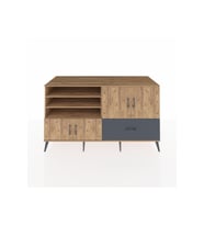 Kronos Konsol 5 Raflı Tek Çekmeceli 4 Kapaklı 176x59x99 Çam-Çam/Antrasit