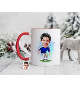 Bk Gift Kişiye Özel Futbolcu Karikatürlü Kırmızı Kupa Bardak-11, Sevgiliye Hediye, Arkadaşa Hediye
