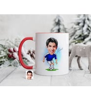 Bk Gift Kişiye Özel Futbolcu Karikatürlü Kırmızı Kupa Bardak-11, Sevgiliye Hediye, Arkadaşa Hediye