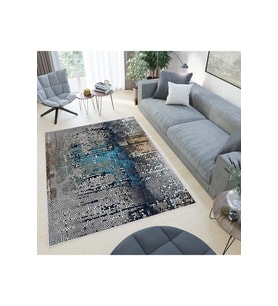 Rovigo Home Dijital Baskı Yıkanabilir Kaymaz Taban Salon Halısı RVG0437 (Mavi)