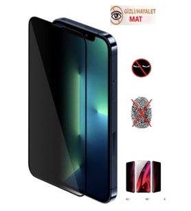Iphone 12 Mini Mat Hayalet Ekran Gizli Privacy Tam Kaplayan Kırılmaz Cam Seramik Nano Ekran Koruyucu