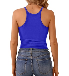 Liona Kadın İp Askılı Yüzücü Sırt Mavi Renk Crop Top Atlet Bluz
