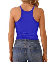 Liona Kadın İp Askılı Yüzücü Sırt Mavi Renk Crop Top Atlet Bluz