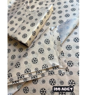 Kar Tanesi Desenli Pelur Kağıt , Yılbaşı Hediye Paketi, Pelur Kağıdı, Yeni Yıl Paketleme 100 Adet-KRTNSİ100
