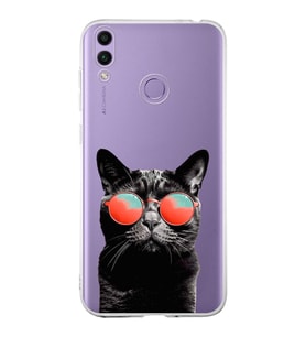 PrintiFy Huawei Honor 8C ile Uyumlu 1mm Slim Fit Kedi 3 050d Baskılı Şeffaf  Kılıf