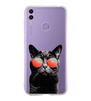 PrintiFy Huawei Honor 8C ile Uyumlu 1mm Slim Fit Kedi 3 050d Baskılı Şeffaf  Kılıf