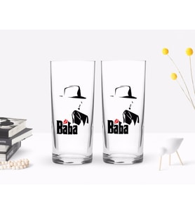 BK Home Renkli Baskılı Godfather Baba Tasarımlı İkili Rakı Bardağı Seti-16 (Beyaz)