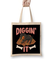Funny Diggin' It Cute Dachshund Pun Digging Bones Bez Çanta Uzun Saplı