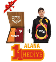 Galatasaray Orijinal Büyük Logolu Sweat 5 Yıldızlı Parçalı Forma Ahşap Kutu Hediyeli (Siyah)
