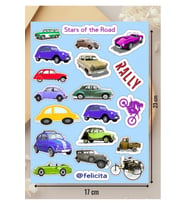 Yolun Yıldızları Etiketi Araba Stars of the Road Defter Süsleme Hediyelik Sticker Seti - 1 Sayfa