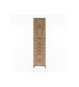 Hyperion Dolap 2 Raflı 5 Çekmeceli 4 Kapaklı 60x44x243 Antrasit-Çam