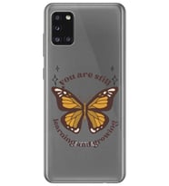 Samsung Galaxy A31 Uyumlu Kelebek Desenli Şeffaf Telefon Kılıfı