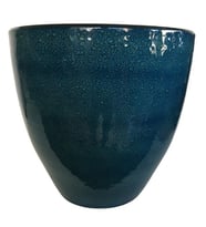 ÖZEL YAPIM LACİVERT DAMLA RENK SIRLI TOPRAK SAKSI (36*38 CM)