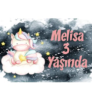 Unicorn Temalı Doğum Günü Afişi 70x100 cm