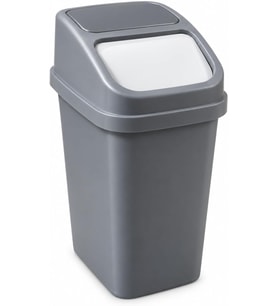 L Sallanır Kapaklı Plastik Çöp Kovası, Antrasit,