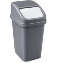 L Sallanır Kapaklı Plastik Çöp Kovası, Antrasit,