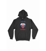 Bratislava Slovakya Bayraklı Kalpli Siyah Sweatshirt Hoodie