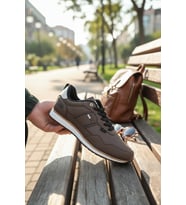 Enoch Erkek Deri Görünümlü Retro Spor Ayakkabı - Günlük Klasik Sneaker