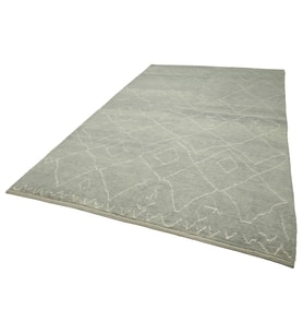 Modern Gri El Dokuma Salon Halısı Geometrik Motifli Yünlü Konforlu Yatak Odası Etnik