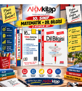 Acil 10. Sınıf Acil Matematik Tema Öğretim Fasikülleri ve AKM Dil Bilgisi Soru Bankası Seti 2 Kitap