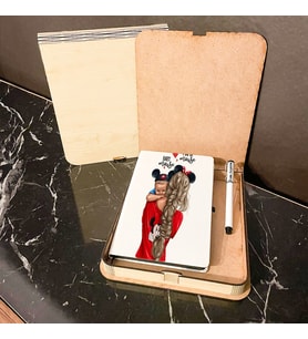 Anne Bebek Ahşap Kutulu Defter Kalem Set