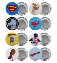Superman Çanta Rozeti Seti 8 Adet En Büyük Boy 5.8cm İğneli Broş