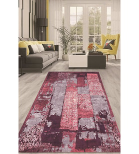 Dijital Kaymaz Taban Yıkanabilir Modern Renkli Salon Halısı Mutfak Halısı Yolluk ND-HT-193 (Pembe)