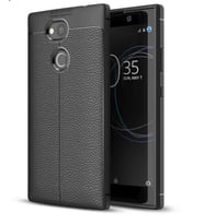 Sony Xperia XA2 Ultra Kılıf Deri Tarzı Niss Silikon Case (Siyah)