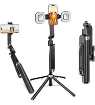 "Otomatik Yüz İzleme Selfie Çubuğu ve Tripod, 360 ° Döndürme, AI Hareket Kontrolü, Film Çekimi için Hareket Sensörü Telefon Standı YouTube Tiktok Video Vlog (Dolgu Işıkları ile)
