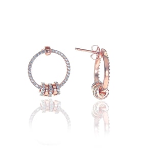 Söğütlü Silver Gümüş rose zirkon taşlı çivili ring küpe