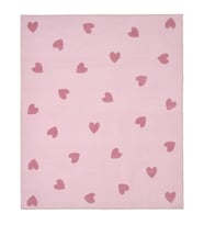 Pembe Kalp Desenli Çocuk Oda Halısı, MeridyenDukkan 133x160 cm Kauçuk Kaymaz Taban 