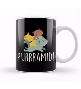 Adorable & Cute Purrramid Pyramid of Cats Kittens Kupa Bardak Porselen