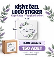 Logo Sticker 4 CM (Kişiye Özel) 150 Adet Yapışkanlı Etiket