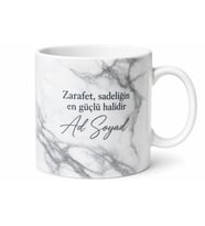 Mermer Efektli Baskılı Kupa Bardak Hediye Özel Tasarım Porselen Mug