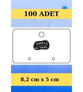Siyah Handmade - Yatay 100 Adet Küpe Kartı - Takı Kartı - Paketleme Kartı  (Pembe)