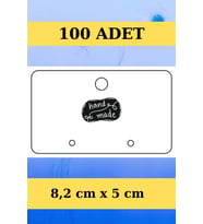 Siyah Handmade - Yatay 100 Adet Küpe Kartı - Takı Kartı - Paketleme Kartı  (Pembe)