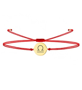 Alberaccessories, Terazi Burç, 925 Ayar Gümüş, Astroloji Tasarım, Kırmızı Şans Burç Bileklik