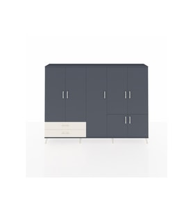 Arges Dolap 12 Raflı 2 Çekmeceli 7 Kapaklı 220x30x163 Antrasit-Antrasit/Aytaşı