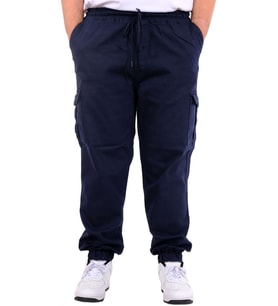 Mode XL Büyük Beden Erkek Gabardin Kargo Jogger Pantolon Doğa 21927 Lacivert