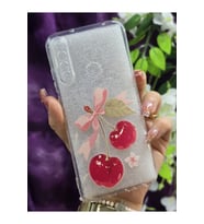 Xiaomi Redmi Note 8 Uyumlu Kiraz ve Kurdele Desenli Şeffaf Telefon Kılıfı
