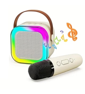 Mini Kablosuz Bluetooth Karaoke Hoparlör Kareoke Makinesi Bej Bej