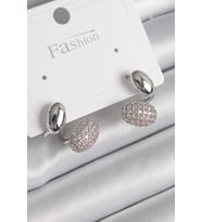Pirinç Gümüş Renk Zirkon Taşlı Bombeli Model Kadın Küpe 5886 - SSSSSS7508-7754