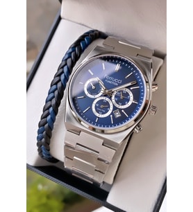 Babalar Gününe Özel Ferrucci Function Erkek Chronograph Kol Saati – Siyah Kadran - Hediye Bileklik