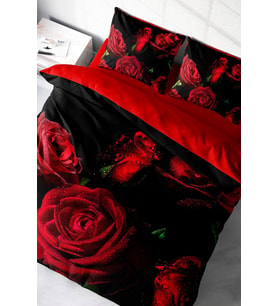 Nevresim Takımı %100 Doğal Pamuk Çift Kişilik 3d Digital Water Drop Rose