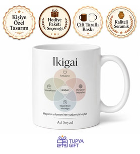 Ikigai Yazılı Yaşam Amacı Kupa Bardak Japonya Felsefesi Hediye